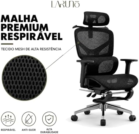 Cadeira de Escritório Ergonômica Soberano Preta 200kg