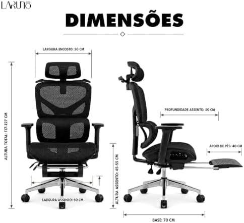 Cadeira de Escritório Ergonômica Soberano Preta 200kg